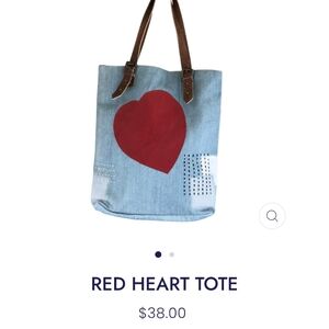 Red Heart Tote - Denim Canvas Shoulder Bag